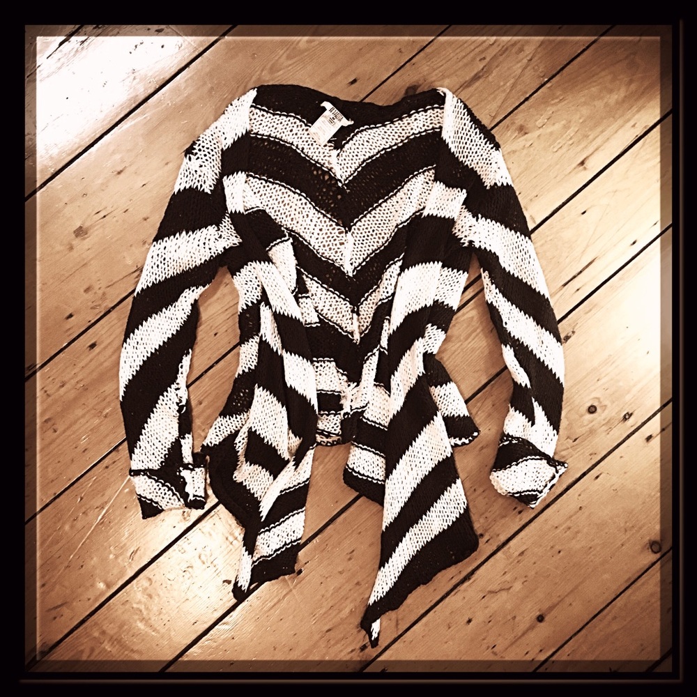 BB Dakota navy cotton linen striped knit cardigan - Picture 4 of 11
